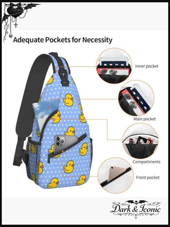 Duck Print Sling Bag Casual Crossbody Backpack Adjustable Strap Lightweight main image 5